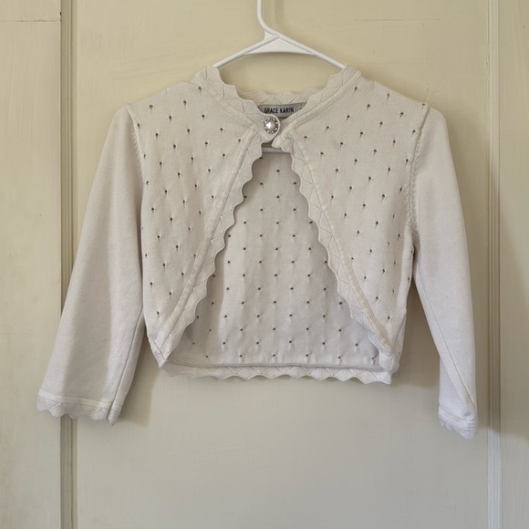 Grace Karin Other - White Scalloped Cardigan Girls